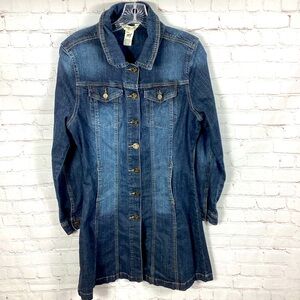 Y2K Denim Dress W/Pockets Button Down Women’s Size Small Long Sleeve